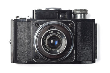 Vintage camera isolated on white background.