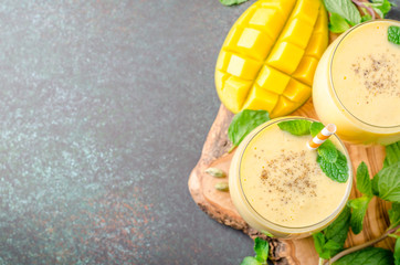 Mango lassi in glasses