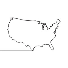 Map of USA. Continous line