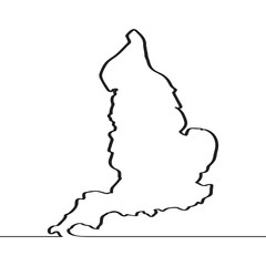 Map of England. Continous line