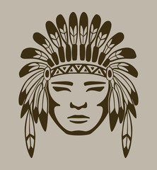 native american warrior, hand drawn vector