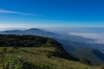 Travel on the mountain for see the nature and fog and mountain is cool.