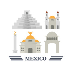 colorful set of mexico icons