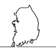 Map of South Korea. Continous line