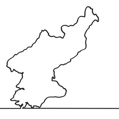 Obraz premium Map of North Korea. Continous line