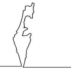 Map of Israel. Continous line