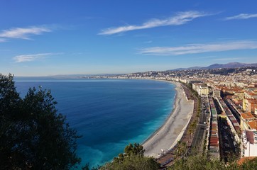 Obraz premium View of the Promenade des Anglais along the Mediterranean Sea in Nice, France