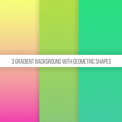 Gradient background set Three colorful gradient backgrounds with geometric lines Vector illustration Trendy backdrop with soft color transitions