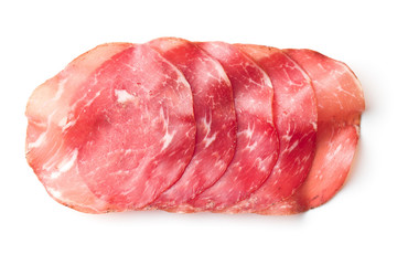 Sliced prosciutto crudo.
