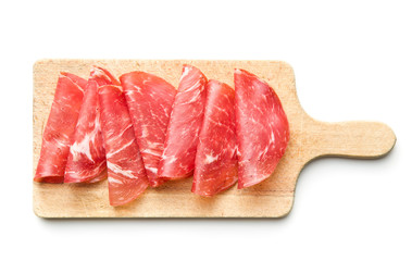 Sliced prosciutto crudo.