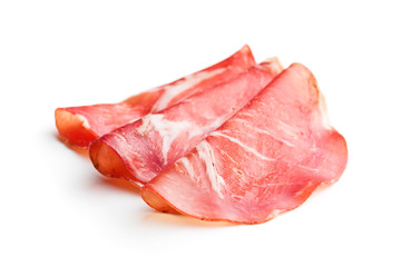 Sliced prosciutto crudo.
