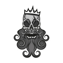 Monochrome illustration of hipster skull