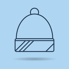 Blue isolated linear icon winter spotrswear - Hat