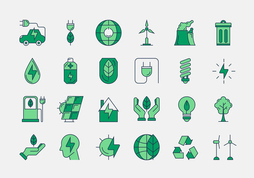 Green outline ECO icons