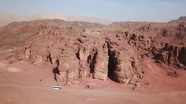 Solomon's pillars in Timna park - Aerial footage. 