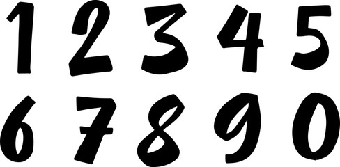 Brush numbers. Lettering. Modern calligraphy, handwritten letters. Vector illustration.