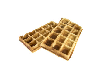 two Viennese waffles on white background