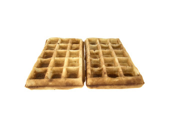 two Viennese waffles on white background