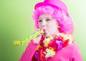happy girl with carnival mask