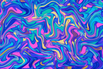 Blue violet digital marbling. Abstract colorful backdrop. Liquid paint abstraction.
