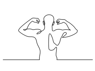 Continuous Line Drawing. Strong Athletic man. Vector Illustration
