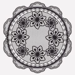 round lace floral napkins in monochrome silhouette vector illustration