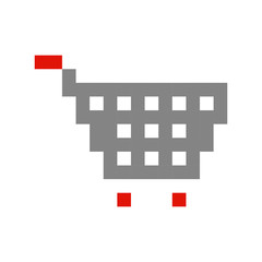 shopping cart pixel art cartoon retro game style