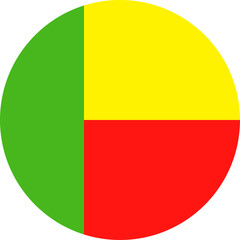 Obraz premium Benin Flag Vector Round Flat Icon