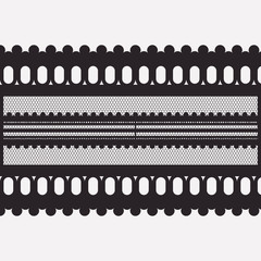 lace horizontal seamless close-up in monochrome silhouette vector illustration