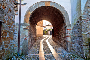 Fototapeta na wymiar Colorful cobbled street of Cividale del Friuli