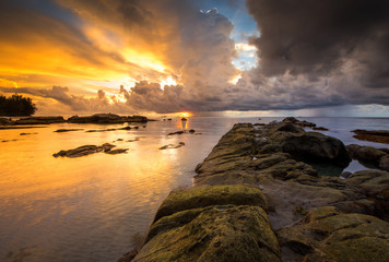 Coudy sunset during monsoon at Kudat, Malaysia.
