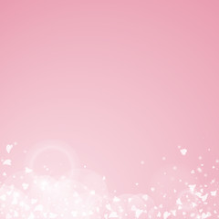 Falling hearts valentine background. Abstract bottom on pink background. Falling hearts valentines day amazing design. Vector illustration.