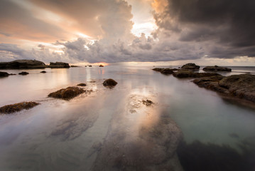 Coudy sunset during monsoon at Kudat, Malaysia.
