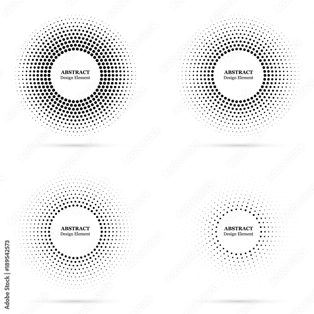Wall mural set of halftone abstract dotted backgrounds for your design. halftone effect vector pattern. circle 