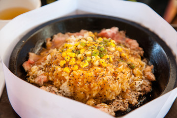Sizzling Teppanyaki Pepper Steak Meal on Hot Plate