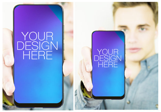 Young Person Holding Smartphone Mockup 1