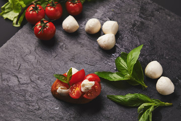 bruschetta with mozzarella and tomatoes