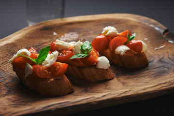 bruschetta with mozzarella and tomatoes