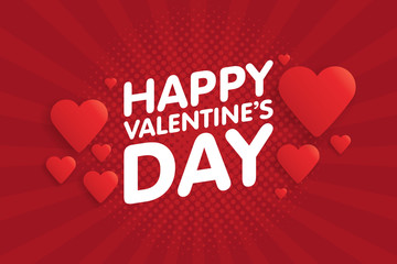 Happy Valentine's Day Vintage Greeting card. Background With Hearts