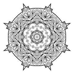 Flower Mandala. Vintage decorative elements. Oriental pattern, vector illustration. Coloring book page. Islam, Arabic, Indian, moroccan spain turkish mystic ottoman motifs