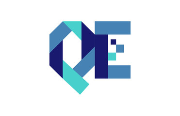 QE Digital Ribbon Letter Logo