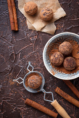 Candy truffles with cocoa powder