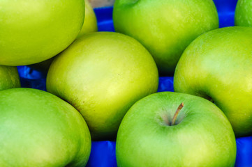 fresh juicy green apples close up