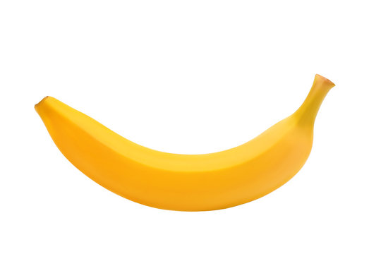 one perfect yellow banana on white background