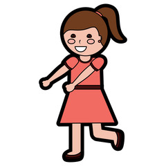 happy girl with ponytail kid child icon image vector illustration design 