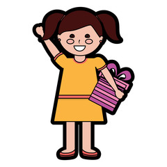 giril with gift box icon image vector illustration design 