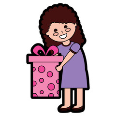 giril with gift box icon image vector illustration design 