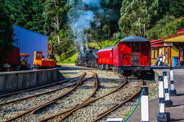 Train leaving the station, Wellington City, Wellington, New Zealand