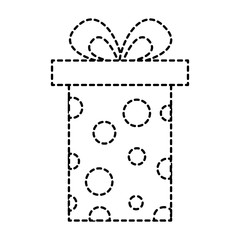 gift box with ribbon bow icon image vector illustration design  black dotted line