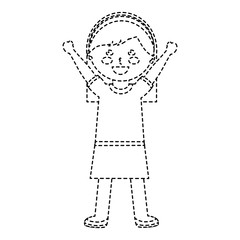 happy girl with headband kid child icon image vector illustration design  black dotted line